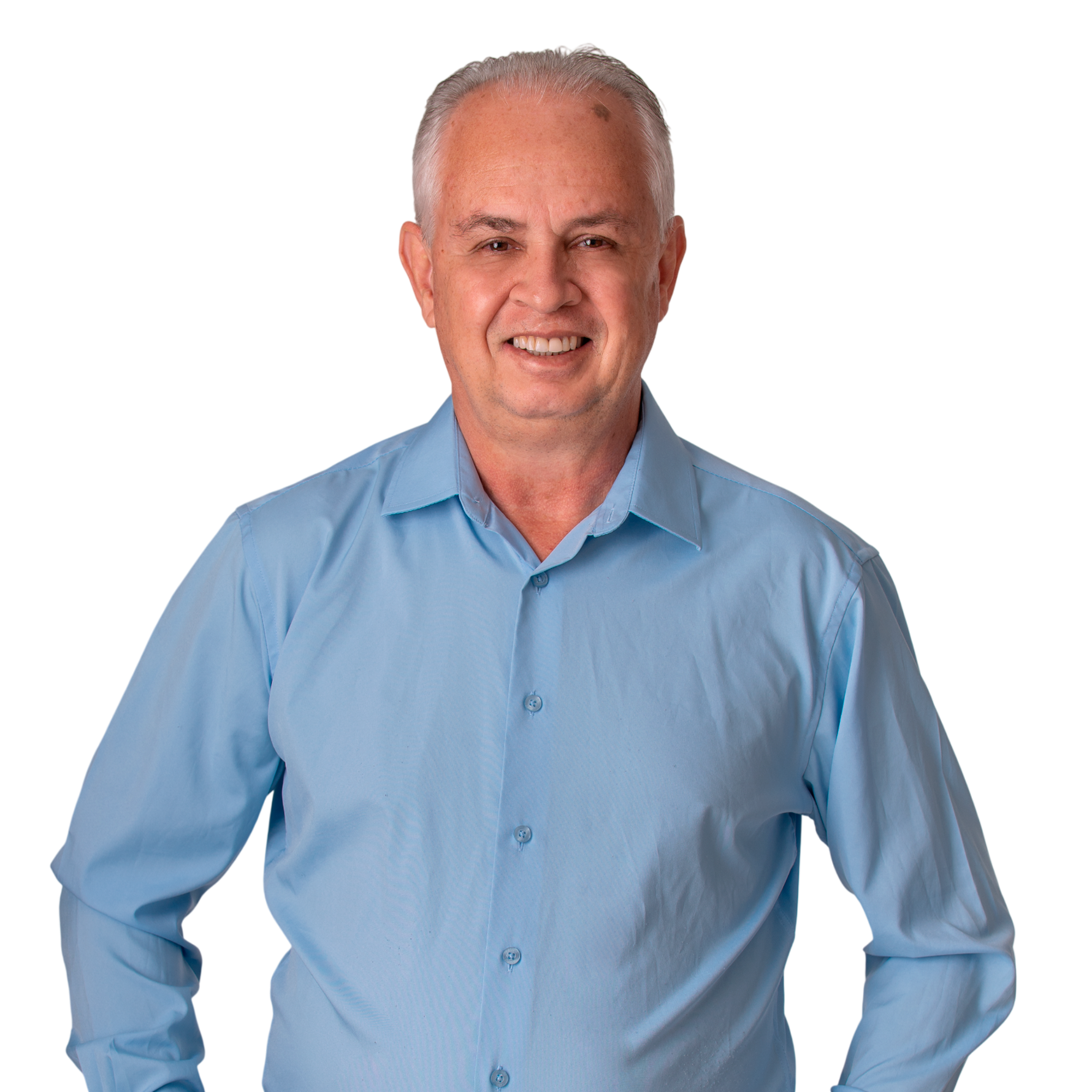 Retrato de Altir Antônio Peruzzo de camisa azul